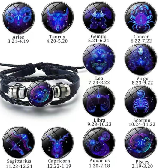 Personalized Zodiac Sign Bracelet - Manifestation Bracelets - Leo Aries Taurus Gemini Cancer Virgo Libra Scorpio Sagittarius Capricorn Aquarius Pisces